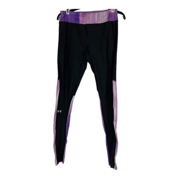 Under Armour HeatGear Alpha Black & Purple Compression Leggings Size M - Picture 1 of 9